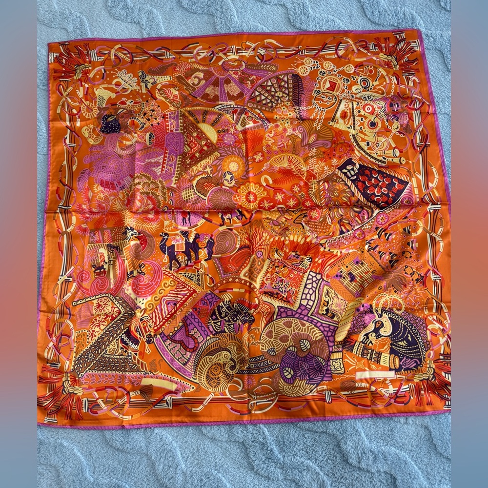 Silk Scarf Bright Orange 34” x 34”